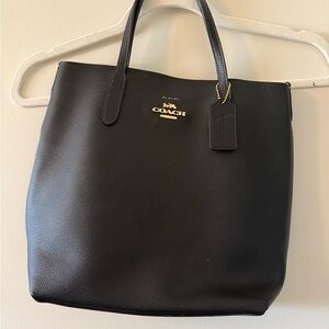 Coach Black Leather Tote Bag